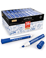 Arteza Dry Erase Markers, Bulk Pack of 36, Chisel Tip, Blue Color with Low-Odor Ink, Whiteboard Pens, Office Supplies for School, Office, or Home