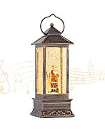 Christmas Musical Snow Globe Lantern with 8 Musics, LED Glittering Hanging Lantern Decoration for Festival Gift Christmas Decorations, Home Decor Holiday Party Table Desk (Santa Claus and Elk)