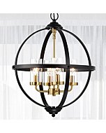 Treekee Rustic Chandelier, 17" Black and Gold Finish Glass Cover Luxurious Hanging Light, 4 Lights Globe Vintage Pendant Ceiling Light Fixtures for Living Room Entry Way Hallway Kitchen Dining Room