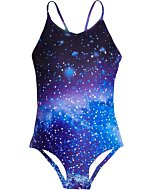 AIDEAONE Big Girls Swimsuit One-Piece Starry Sky Bathing Suits Quick Dry Beach Swimwear Size 10-12T