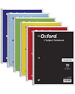 Oxford Spiral Notebook 6 Pack, 1 Subject, College Ruled Paper, 8 x 10-1/2 Inch, Color Assortment May Vary (65007)