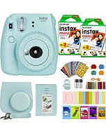 Fujifilm Instax Mini 9 Instant Camera + Fujifilm Instax Mini Film (40 Sheets) Bundle with Deals Number One Accessories Including Carrying Case, Color Filters, Kids Photo Album + More (Ice Blue)