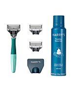 Harry's Razors for Men - Shaving Kit for Men includes a Mens Razor Handle, 3 Razor Blade Refills, Travel Blade Cover, and 4 Oz Shave Gel (Sage)