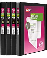 Avery Durable View 3 Ring Binder, 1/2 Inch Slant Rings, 4 Black Binders (05736)