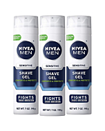 NIVEA MEN Sensitive Shave Gel with Vitamin E, Soothing Chamomile and Witch Hazel Extracts, 3 Pack of 7 Oz Cans