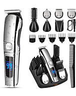 Ufree Beard Trimmer for Men, Waterproof Electric Nose Hair Trimmer Mustache Trimmer Body Shaver Grooming Kit, Cordless Hair Clippers, USB Rechargeable and LED Display, Gift for Men Husband Father