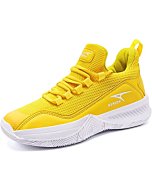 ASHION Mens Basketball Shoes Lightweight Breathable Sneakers Anti Slip Sports Shoes for Running Walking Yellow 7