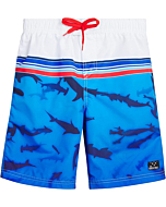 Big Chill Boys' Bathing Suit ? UPF 50+ Quick Dry Board Shorts Swim Trunks, Size 18, Royal Sharks