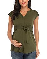 Glampunch Maternity Tops V Neck Sleeve&Long Sleeve Tunic Tops Casual Pregnancy Blouse Shirts