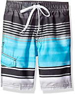 Kanu Surf Boys Quick Dry UPF 50+ Beach Swim Trunk, Avalon Black/Aqua, 3T