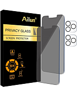 Ailun 2Pack Privacy Screen Protector Compatible for iPhone 13 Pro[6.1 inch Display] + 2 Pack Camera Lens Protector, Anti Spy Private Tempered Glass Film,[9H Hardness] - HD [Black] [Not for iPhone 13 Pro Max]