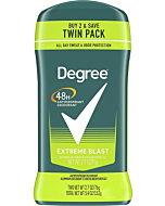 Degree Men Original Protection Antiperspirant Deodorant 48-Hour Sweat & Odor Protection Extreme Blast Antiperspirant For Men 2.7 oz, Twin Pack