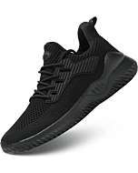 Mens Slip on Running Shoes Ultra Light Breathable Casual Walking Work Shoes Tennis Sneakers Mesh Gym Travel Sports Shoes Black