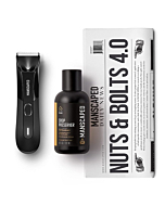 MANSCAPED™ Nuts and Bolts 4.0, Men's Grooming Kit, Includes The Lawn Mower™ 4.0 Ergonomically Designed Powerful Waterproof Trimmer, The Crop Preserver™ Ball Deodorant and Disposable Shaving Mats