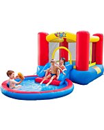 Valwix Inflatable Bounce House with Blower for Kids 3-5 y/o, Bouncy Castle w/ Waterslide & Pool for Wet Dry Combo, Bouncer w/ Repair Kits, Fun Bounce Area with Basketball Hoop