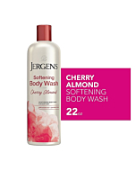 Jergens Softening Cherry Almond Body Wash, Daily Moisturizing Skin Cleanser, Paraben Free, 22 Ounces, Infused with Cherry Almond, pH Balanced, Dye Free, Dermatologist Tested (Packaging May Vary)