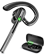 Dechoyecho Bluetooth Headset V5.1, Wireless Headset with Battery Display Charging Case, Bluetooth Earpiece with Noise Canceling Mic for Driving, Office, Business, Compatible with Cell Phone and PC