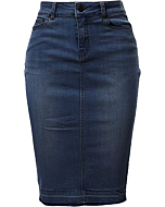 A2Y Slim Fit Rayon Knee Length Back Slit Denim Jean Pencil Skirt Dark Navy 2XL