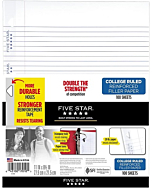 Five Star Loose Leaf Paper, 3 Hole Punched, Reinforced Filler Paper, College Ruled Paper, 11" x 8-1/2", 100 Sheets/Pack (17010)