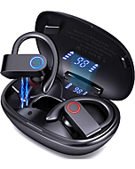 Wireless Earbuds, Bluetooth 5.0 Running Headphones Stereo Deep Bass Sport Earphones Built-in Mic Digital LED Display 30Hrs Playtime Headset with Ear Hooks for Sports Running Gym