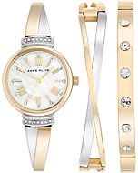 Anne Klein Women's Premium Crystal Accented Bangle Watch Set, AK/2245