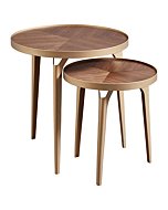 Amazon Brand – Rivet Mid-Century Nested Metal Side Tables, Set of 2, Brass/Walnut Finish