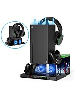 Upgraded Cooling Stand for Xbox Series X, YUANHOT Vertical Charging Station Dock Accessories with Fan Cooling System, Dual Controller Charger Ports, Headset Holder and Game Storage (ONLY for XSX)