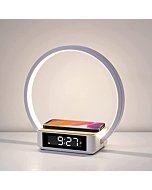 WILIT Bedside Table Lamp, Touch Lamp with Alarm Clock with Wireless Charging Wake-up Light, LED Desk Lamp 3-Grade Dimmable Nightstand Light for Bedroom, Living Room, Office