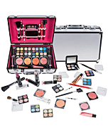 SHANY Carry All Makeup Train Case with Pro Teen Makeup Set, Makeup Brushes, Lipsticks, Eye Shadows, Blushes, and more - Silver