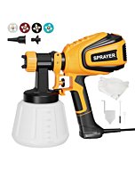 VONFORN Paint Sprayer, 700W HVLP Spray Gun with Cleaning & Blowing Joints, 4 Nozzles and 3 Patterns, Easy to Clean, for Furniture, Cabinets, Fence, Walls, Door, Garden Chairs etc. VF803