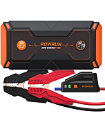 Powrun P-ONE 2000A Portable Jump Starter Box - Car Battery Booster Pack for up to 8.0L Gas and 6.5L Diesel Engines, 12V Battery Jump Starter with LCD Display (Orange)