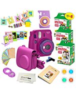 Fujifilm Instax Mini 9 Instant Camera w/Fujifilm Instax Mini 9 Instant Films (60 Pack) +A14 Pc Deluxe Bundle for Fujifilm Instax Mini 9 Camera (Purple)