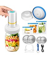 Electric Mason Jar Vacuum Sealer, Nogegra Jar Vacuum Sealer Kit for Regular and Wide Mouth Mason Food Jars, Canning Sealer with Electric Portable Vacuum Pump and Vacuum Seal Bags for Food Storage and Fermentation