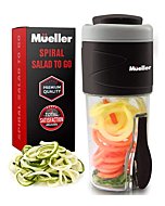 Mueller Spiralizer for Veggies, Salad Container for Lunch - All-In-One Food Prepper, Zucchini Noodle Maker, Vegetable Spiralizer, Comes with Fork, Salad Dressing Container/Spice-Nut Containers