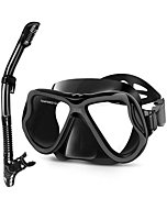 Greatever Dry Snorkel Set,Panoramic Wide View,Anti-Fog Scuba Diving Mask,Professional Snorkeling Gear