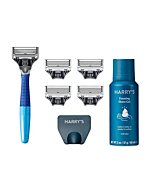 Harry's Razors for Men - Men's Razor Set with 5 Razor Blade Refills, Travel Blade Cover, 2 oz Shave Gel (Ocean Blue)