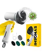 SYNOSHI | Electric Spin Scrubber, Power Cleaning Brush with 3 Replaceable Cleaning Heads, Cordless Waterproof Scrubber with Dual Speed, Perfect for Cleaning Bathrooms, Showers, Tile, Cars, Floor