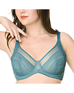 HSIA Lace Minimizer Bras for Women Full Coverage Unlined Underwire Minimizing Plunge Bra