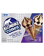 KLONDIKE Frozen Dairy Dessert Cone for a Delicious Frozen Treat Nuts For Vanilla & Classic Chocolate Made With No Artificial Growth Hormones 3.75 fl oz 8 Count