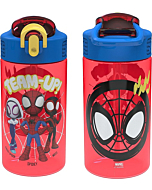 Zak Designs Marvel Spider-Man Kids Water Bottle with Spout Cover and Carrying Loop, Durable Plastic, Leak-Proof Water Bottle Design for Travel (16 oz, 2-Pack, Spidey and His Amazing Friends)