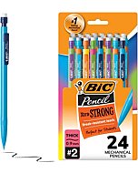 BIC Xtra-Strong Thick Lead Mechanical Pencil, With Colorful Barrel Thick Point (0.9mm), 24-Count Pack, Mechanical Pencils With Erasers