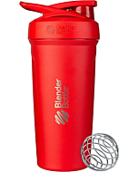 BlenderBottle Strada Shaker Cup Insulated Stainless Steel Water Bottle with Wire Whisk, 24-Ounce, Red