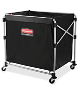 Rubbermaid Commercial Products, Collapsible X Cart Laundy Cart, College Move-In, Transport Supplies and Groceries, Steel, 8 Bushel (300 L) Cart, 36" L x 7" W x 34" H, Black