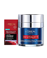 L'Oreal Paris Revitalift Pressed Night Cream with Retinol, Niacinamide, Visibly Reduce Wrinkles, Hydrate for Face, Under Eye, Neck, Chest, Dermatologist tested + Hyaluronic Acid Serum Sample