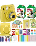 Fujifilm Instax Mini 9 - Instant Camera Clear Yellow with Clear Accents with Carrying Case + Fuji Instax Film Value Pack (40 Sheets) Accessories Bundle, Color Filters, Photo Album, Assorted Frames