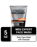 L'Oreal Men Expert Hydra Energetic Facial Cleanser with Charcoal for Daily Face Washing, Mens Face Wash, Beard and Skincare for Men, 5 fl. Oz