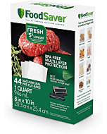 FoodSaver Vacuum Sealer Bags for Airtight Food Storage and Sous Vide, 1 Quart Precut Bags (44 Count)