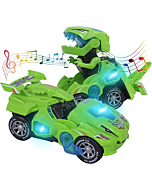 Toys for 3-6 Year Old Boys Transforming Car Toys with LED Light and Music Dinosaur Toy Birthday Gifts for 4 5 6 7 Year Old Boy (Green) by huwairen