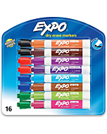 EXPO Low Odor Dry Erase Markers, Chisel Tip, Assorted Colors, 16 Pack