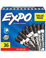 EXPO Low Odor Dry Erase Marker | Chisel Tip Markers | Whiteboard Markers, Black, 36 Count